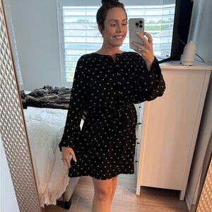 Loft Shirt Dress-Black with white polka dots-Size XL